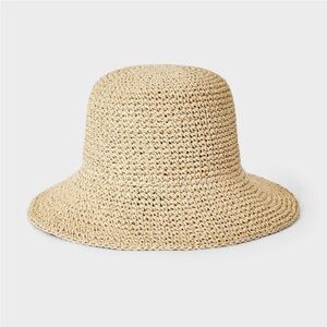 Universal Thread straw crochet bucket hat natural S/am